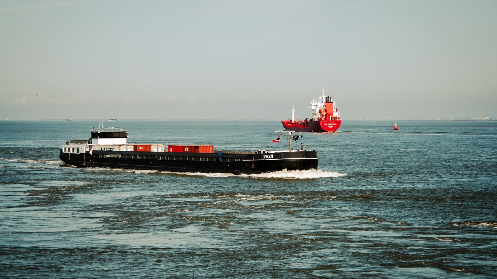Cargo ship carrying containerised goods exported from India